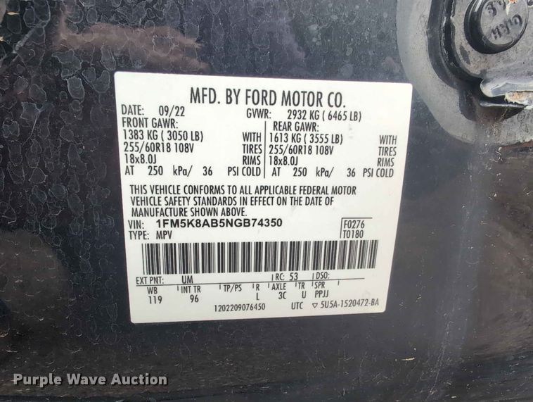 image for item FH6137 2022 Ford Explorer Police Interceptor  SUV