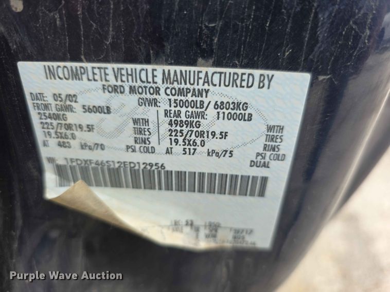 image for item FH6143 2002 Ford F450 Super Duty XL box truck