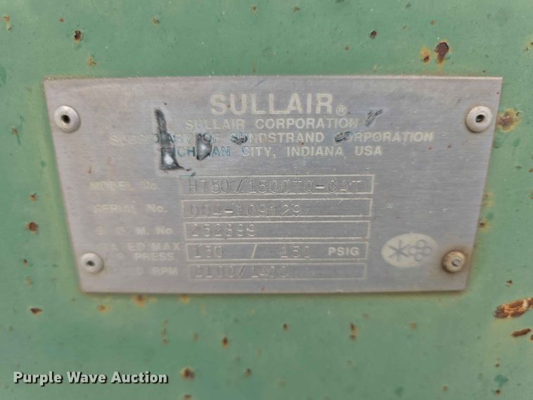 image for item FH6216 1992 Sullair H750/150DTQCAT air compressor