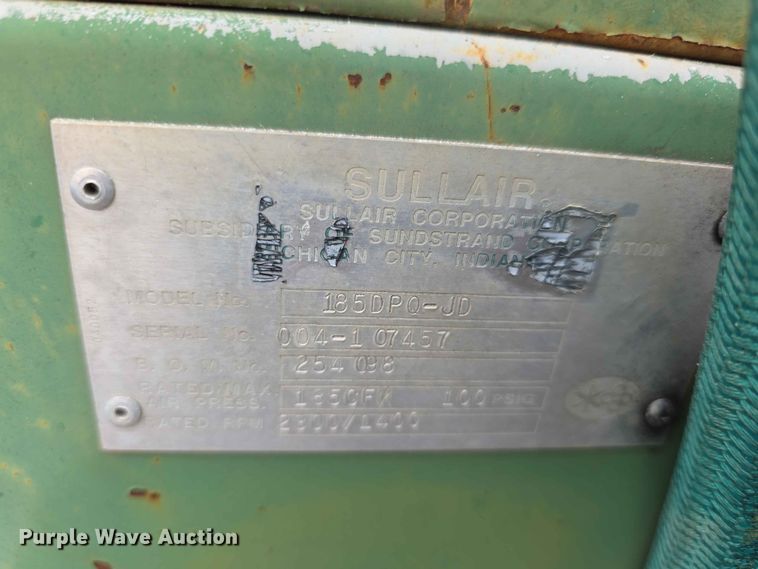image for item FH6222 1991 Sullair 185DPQJD air compressor