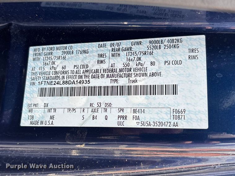image for item FH7155 2008 Ford E250 van