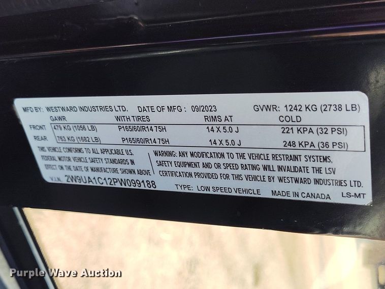 image for item IH9457 2023 Westward Industries MAX EV utility vehicle
