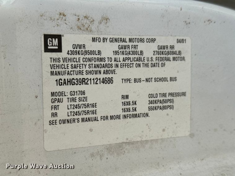 image for item NA9300 2001 Chevrolet Express 3500 van
