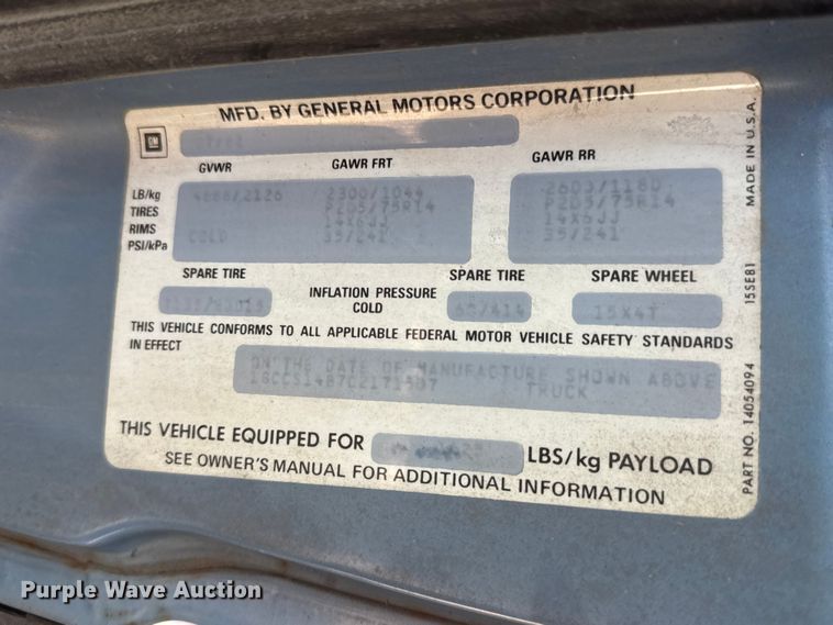 image for item NA9303 1982 Chevrolet S10 pickup truck