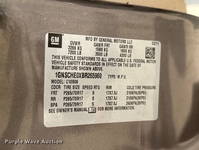 image for item NA9312 2011 Chevrolet Suburban SUV