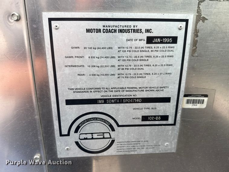 image for item NA9338 1995 Motor Coach Industries IM8 coach bus
