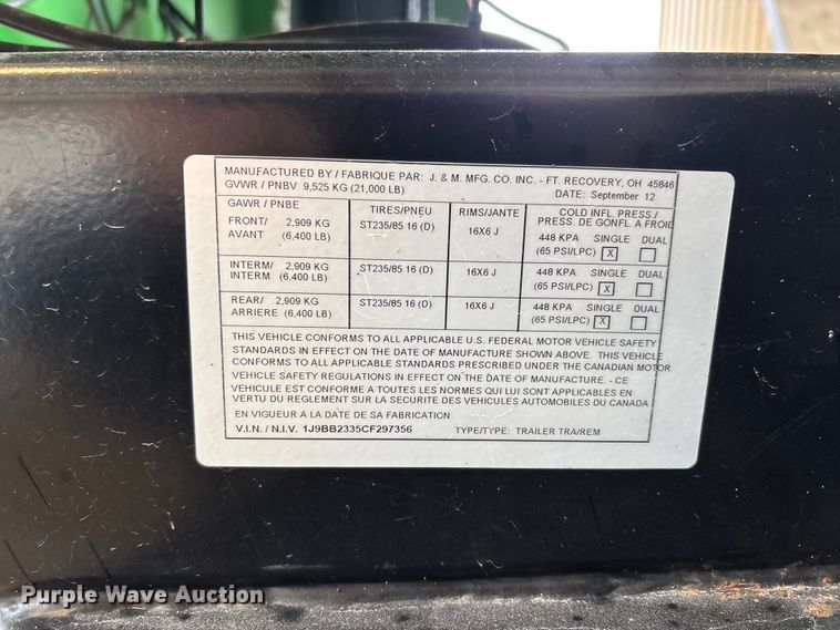 image for item DV4375 2012 J&M Mfg. SpeedTender 375ST seed tender