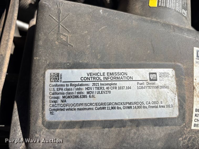 image for item EU5603 2021 Chevrolet Silverado 3500HD Crew Cab bale bed pickup truck