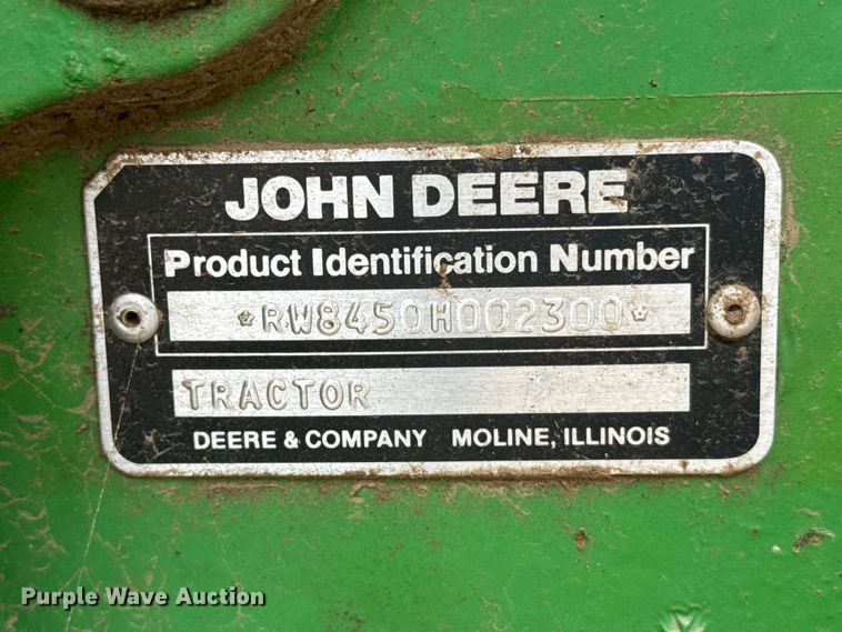 image for item FB7412 1983 John Deere 8450 4WD tractor