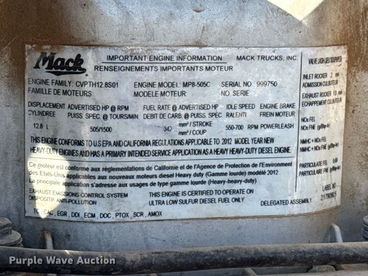 image for item FC2295 2013 Mack Granite GU713 winch truck