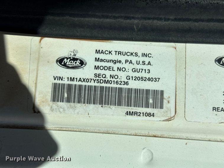 image for item FC2295 2013 Mack Granite GU713 winch truck