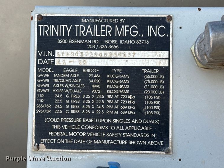 image for item FC2298 2016 Trinity Trailer Mfg Eagle Bridge live bottom trailer