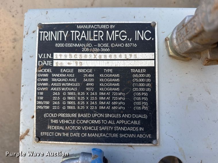 image for item FC2302 2016 Trinity Trailer Mfg Eagle Bridge 