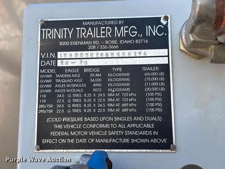 image for item FC2304 2016 Trinity Trailer Mfg live bottom trailer
