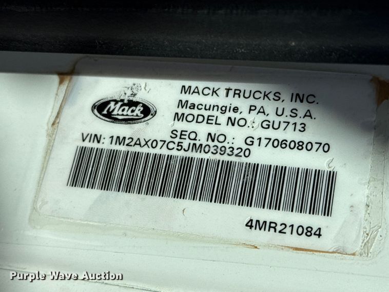 image for item FC2320 2018 Mack GU713 manure spreader truck