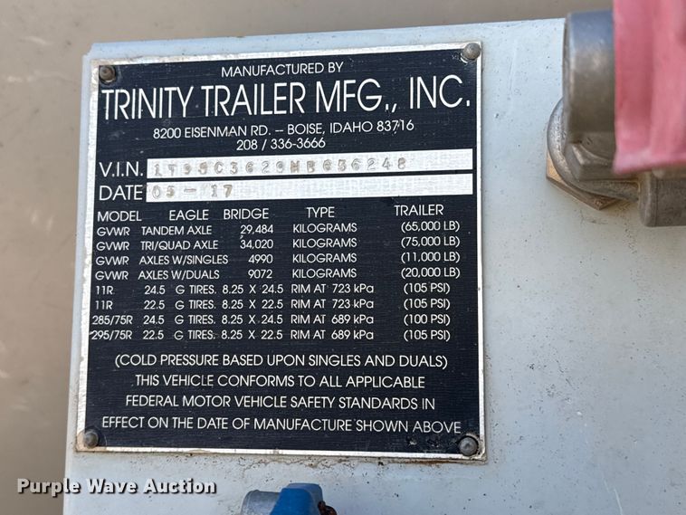 image for item FC2331 2017 Trinity Trailer Mfg Eagle Bridge live bottom trailer
