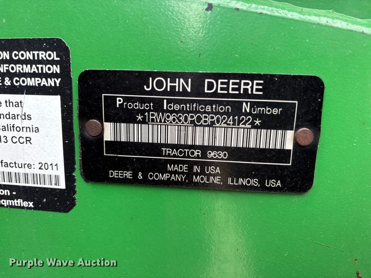 image for item FK1489 2011 John Deere 9630 4WD tractor