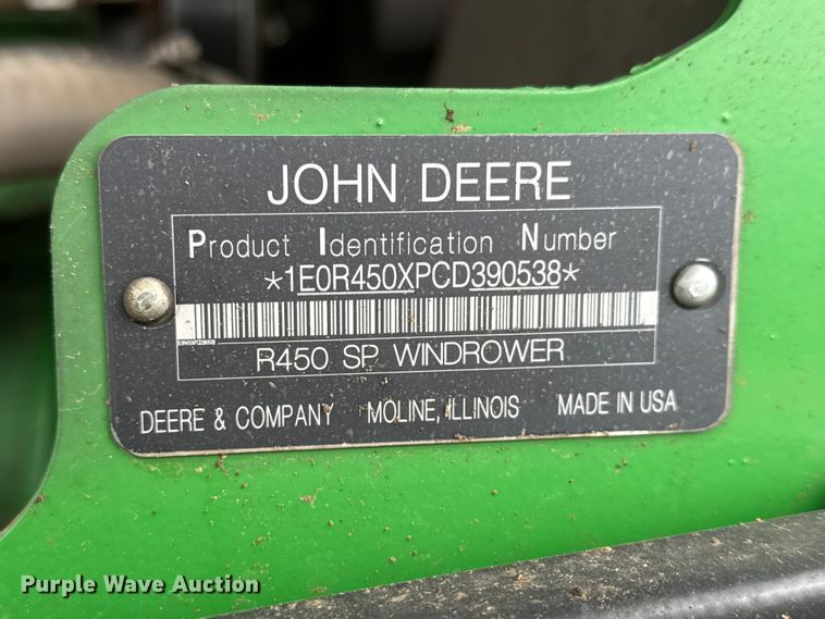 image for item NA9319 2013 John Deere R450 SP swather / windrower