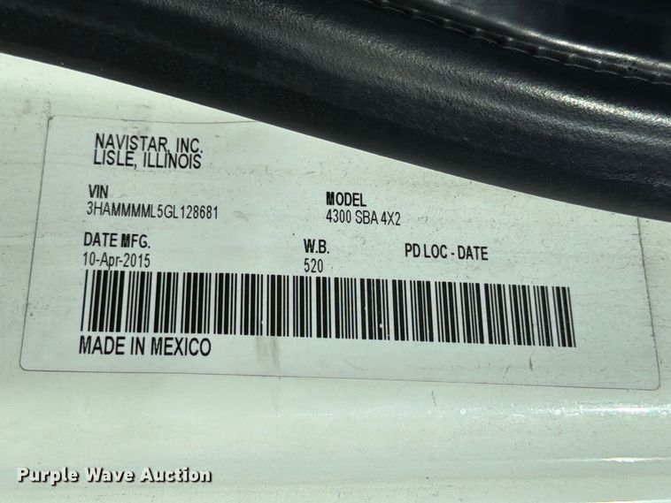 image for item ED5150 2016 International DuraStar 4300 refrigerated truck