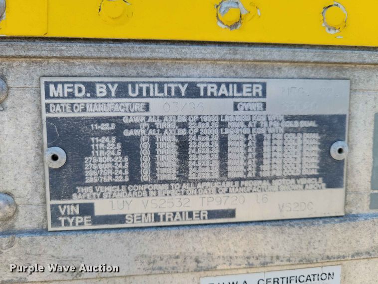 image for item EE1050 1996 Utility  VS2DC dry van trailer