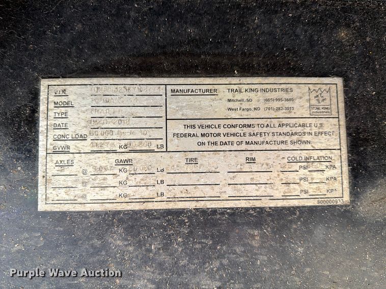 image for item EM0127 2019 Trail King TK80ACS-43 drop deck equipment trailer