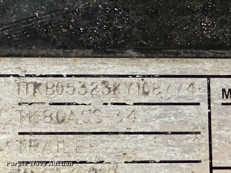image for item EM0127 2019 Trail King TK80ACS-43 drop deck equipment trailer