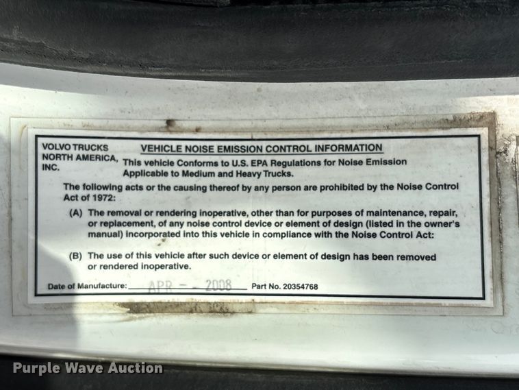 image for item EU0620 2009 Volvo VNM dump flatbed truck