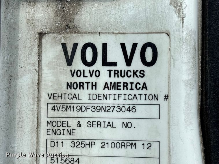 image for item EU0620 2009 Volvo VNM dump flatbed truck