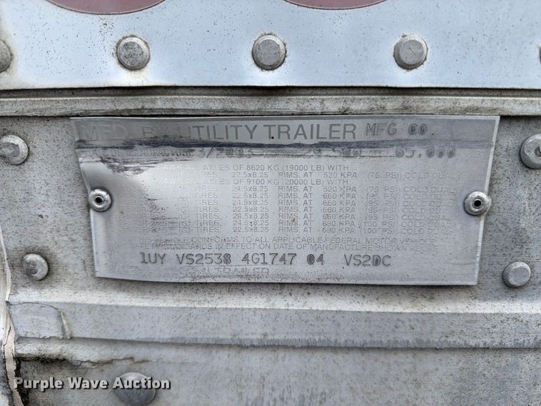 image for item EW2061 2004 Utility Trailer Mfg. Co. VS2DC dry van trailer