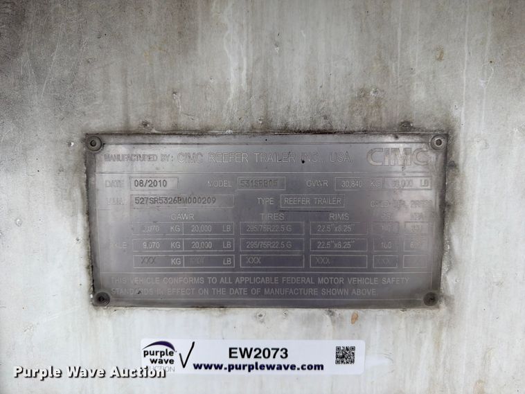 image for item EW2073 2011 CIMC 531SRB05 refrigerated van trailer