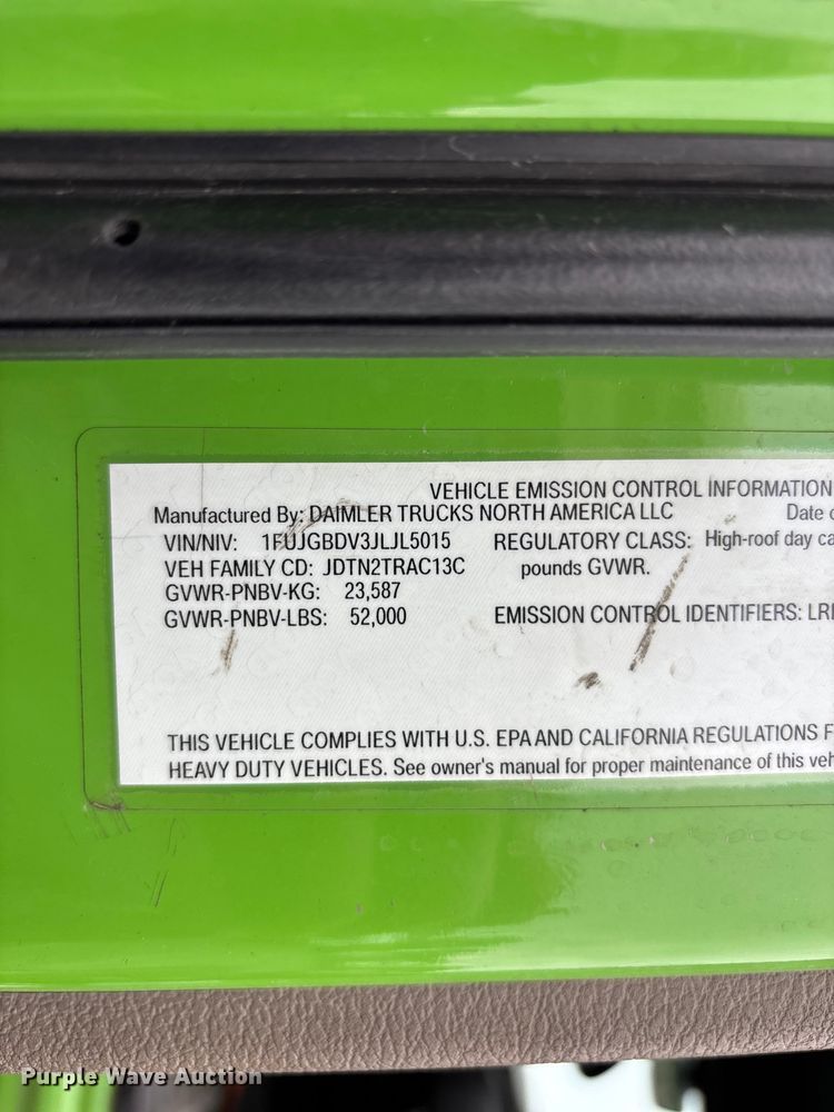 image for item FH7149 2018 Freightliner Cascadia 