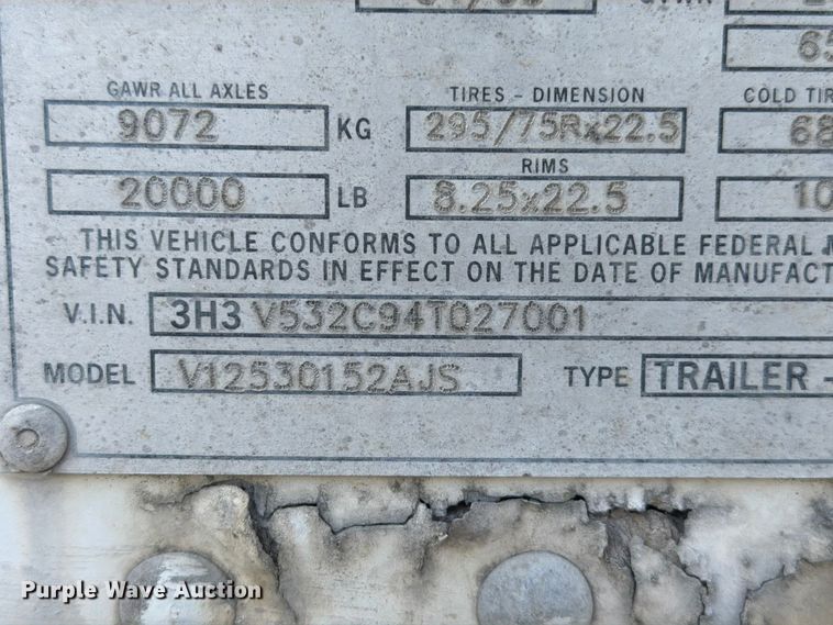image for item FI1004 2004 Hyundai Translead V12530152AJS dry van trailer