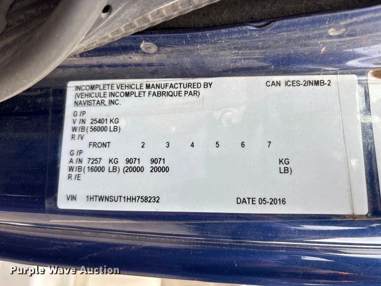 image for item FK1496 2017 International 7500 fuel truck