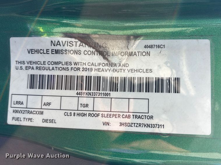 image for item YA2580 2019 International LT625 semi truck