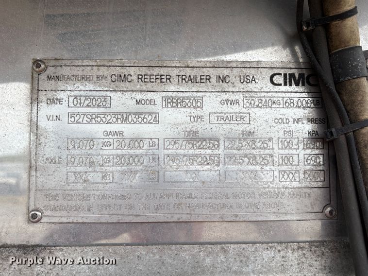 image for item YA2795 2024 CIMC 1RBR5305 refrigerated van trailer