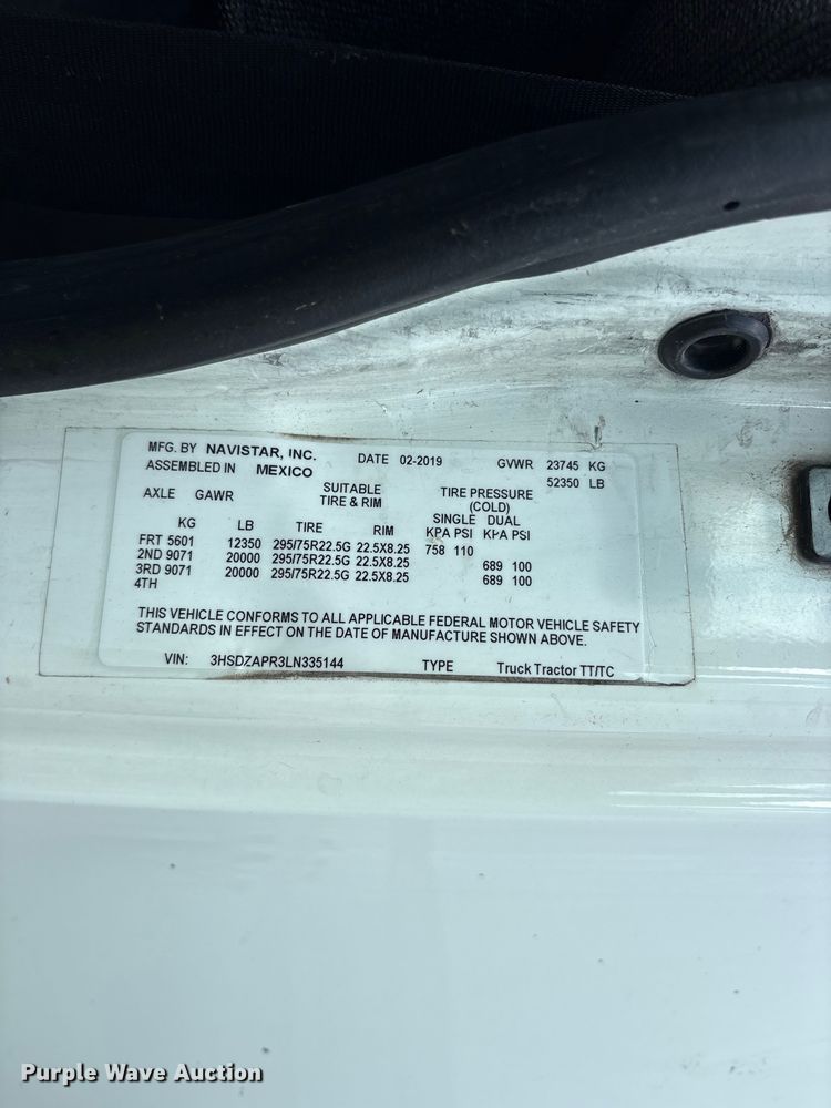 image for item YA2936 2020 International LT625 semi truck