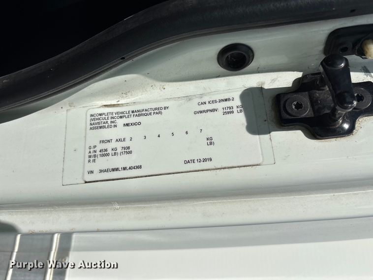 image for item YA3494 2021 International MV607 box truck