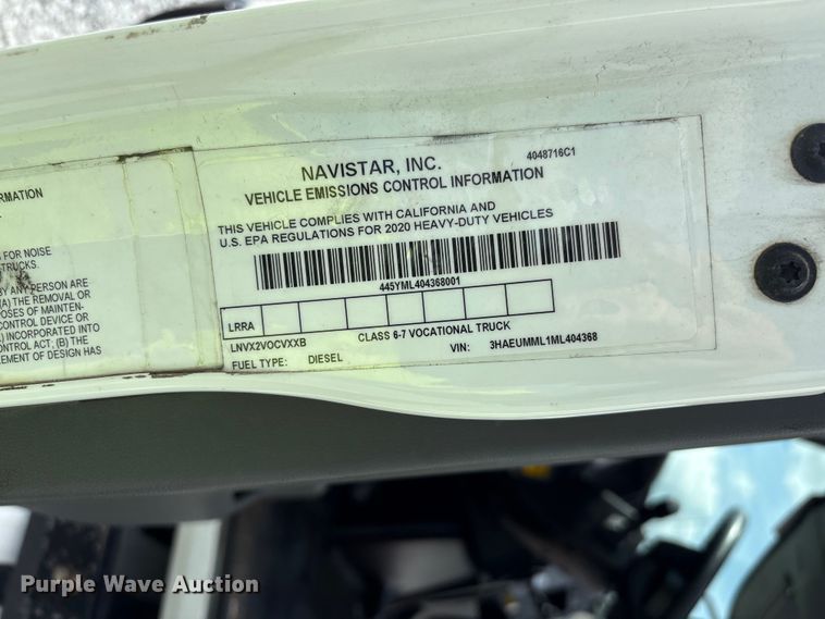 image for item YA3494 2021 International MV607 box truck