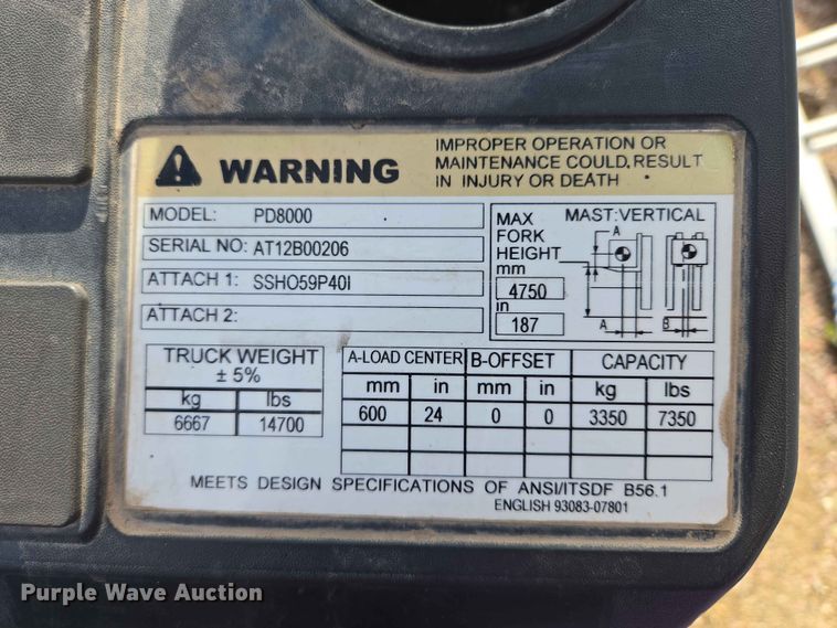 image for item DP8937 Caterpillar PD8000 forklift