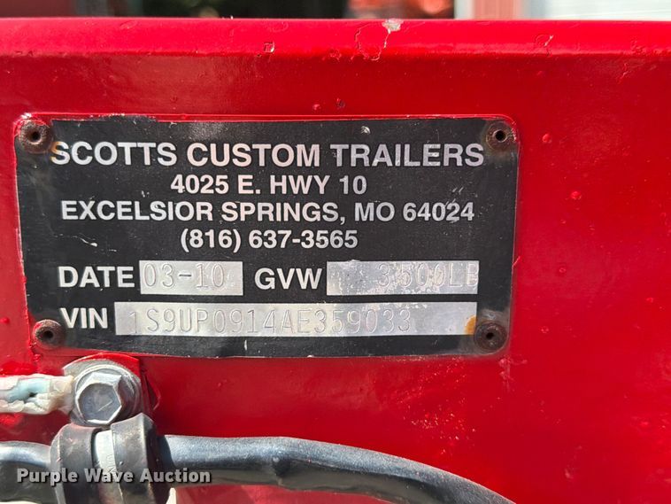 image for item DQ7806 2010 Scott's Custom Trailer utility trailer