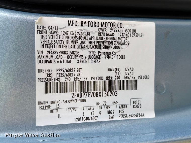 image for item DQ7826 2011 Ford Crown Victoria 