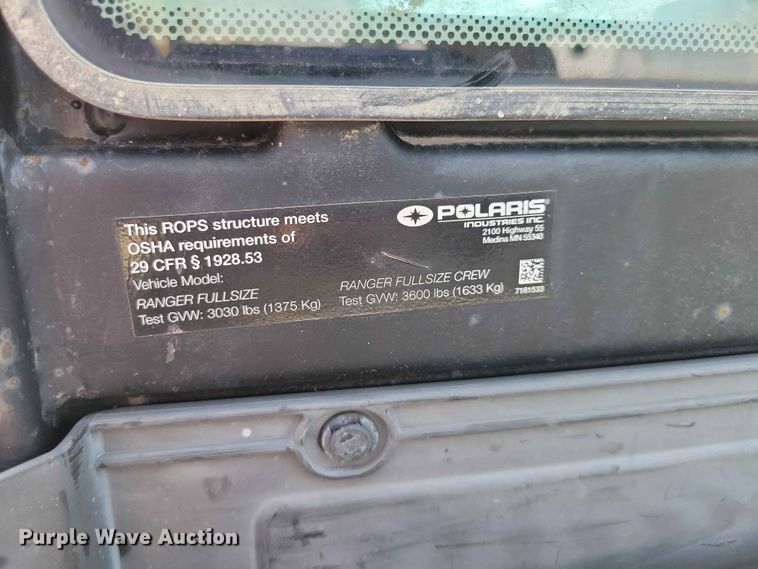 image for item DZ7241 2016 Polaris Ranger XP utility vehicle