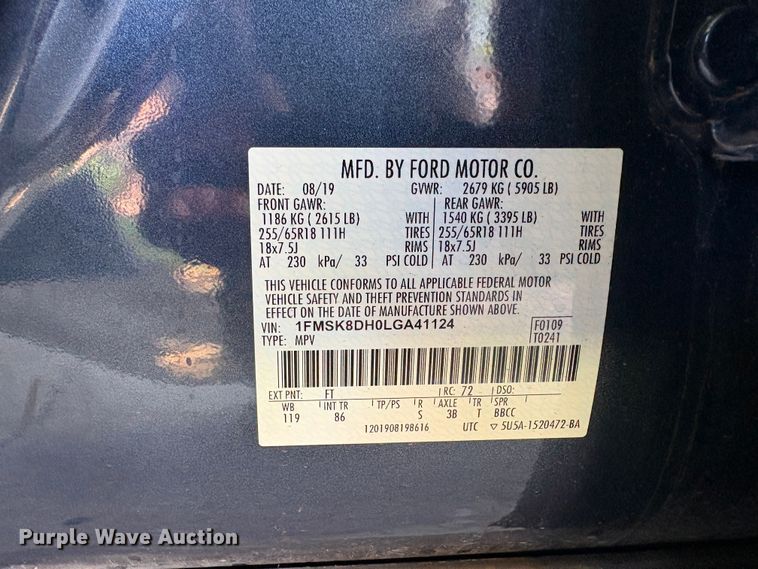 image for item EC8353 2020 Ford Explorer SUV