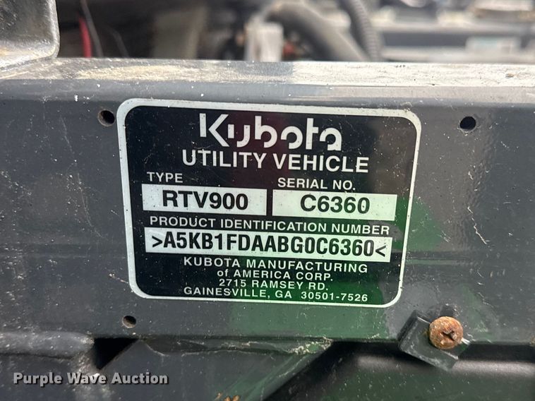 image for item EG8928 2011 Kubota RTV900 utility vehicle