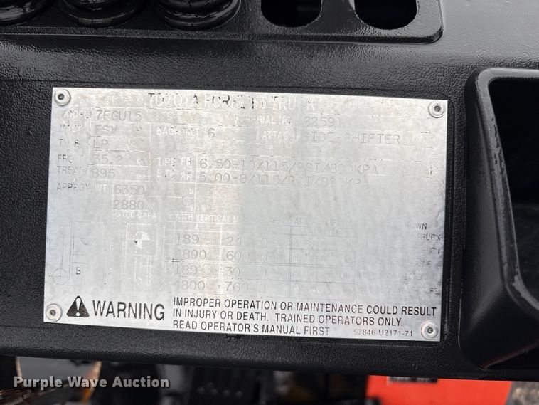 image for item EG9113 2002 Toyota 7FGU15 forklift