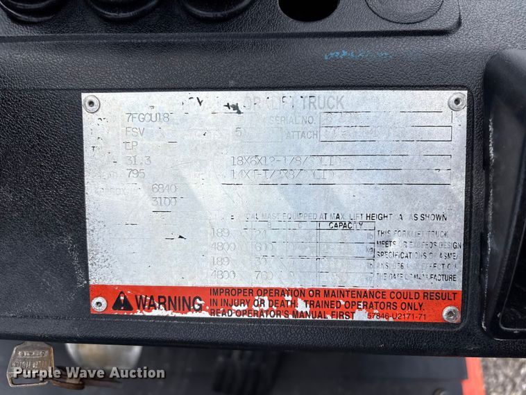 image for item EG9148 2002 Toyota 7FGCU18 forklift
