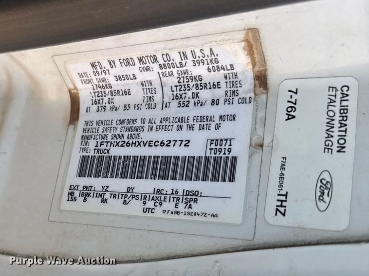 image for item EN0312 1997 Ford F250 Ext. Cab pickup truck