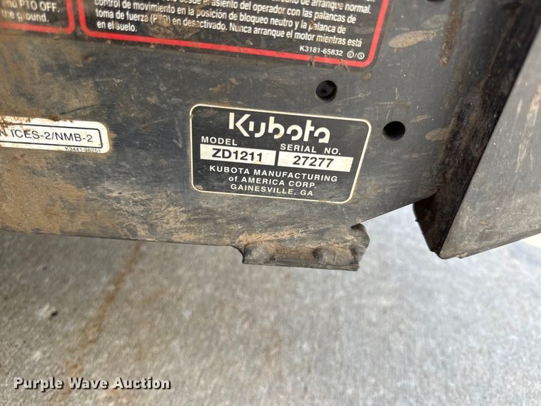 image for item EN0446 Kubota ZD1211 ZTR lawn mower