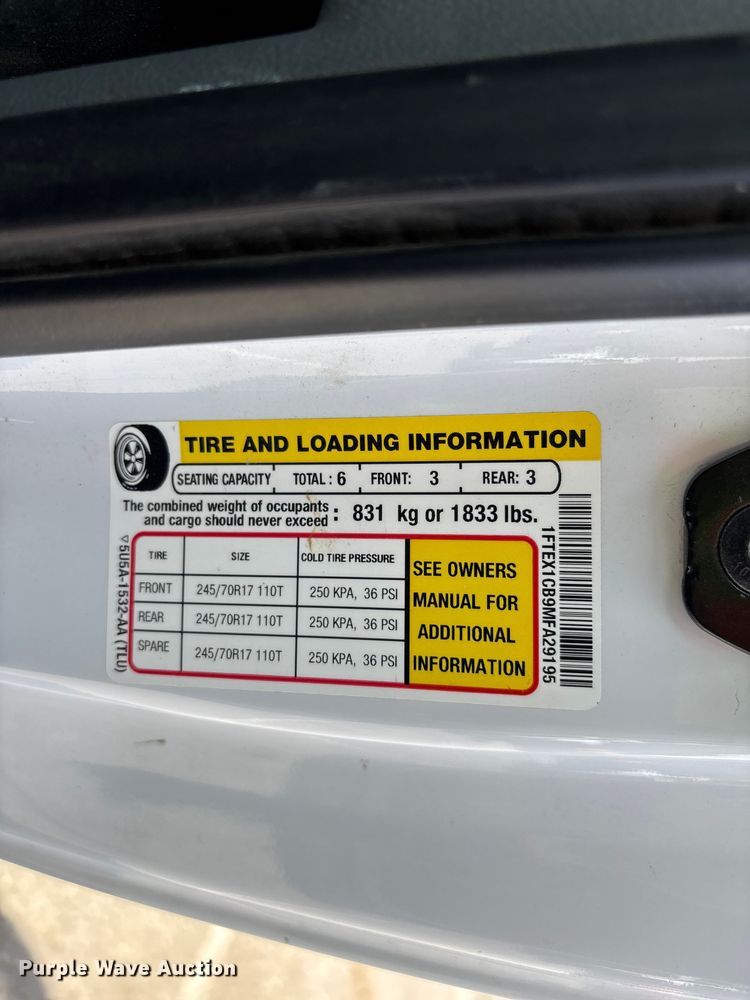 image for item ER7645 2021 Ford F150 Ext. Cab pickup truck