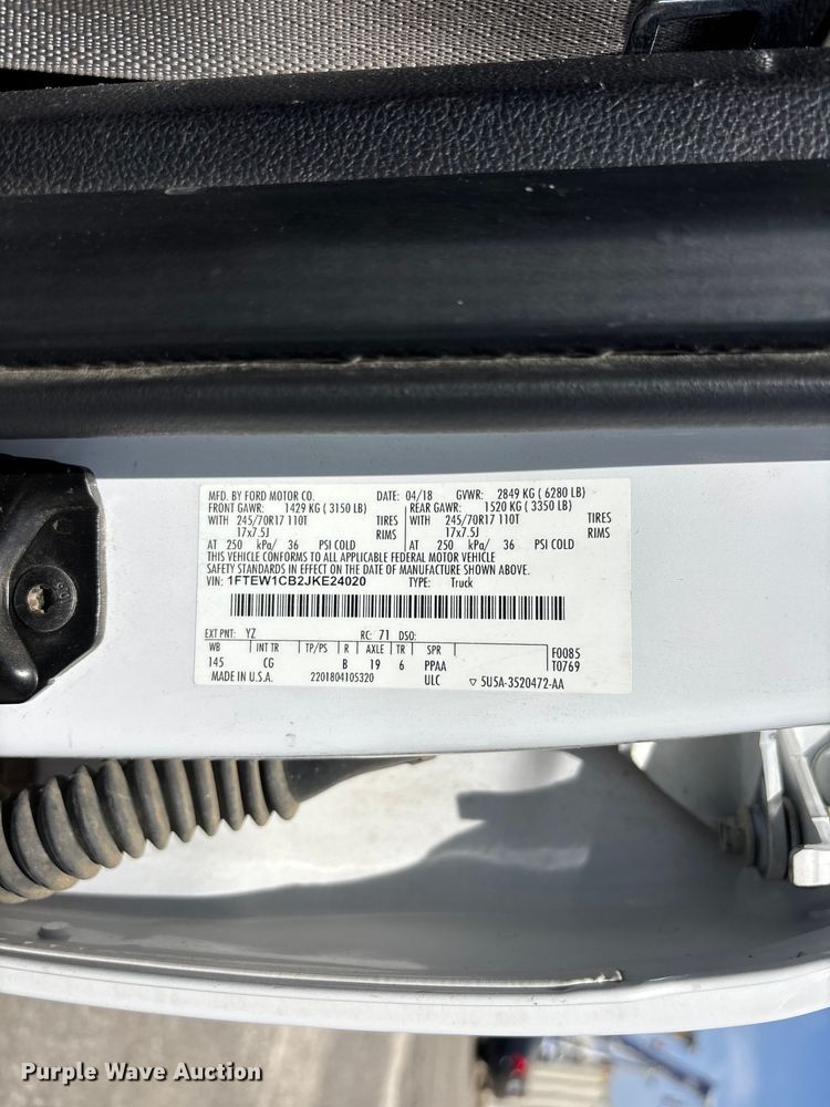 image for item ER7650 2018 Ford F-150 XL Crew Cab pickup truck